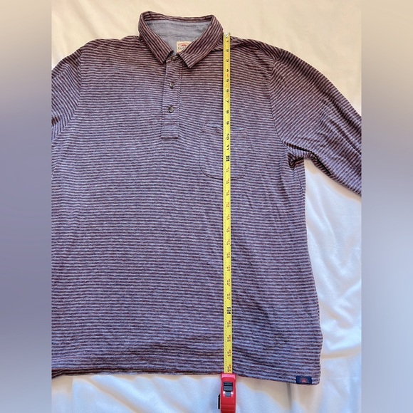 Faherty Organic Cotton Long Sleeve Striped Polo Shirt Size Large - Picture 9 of 11